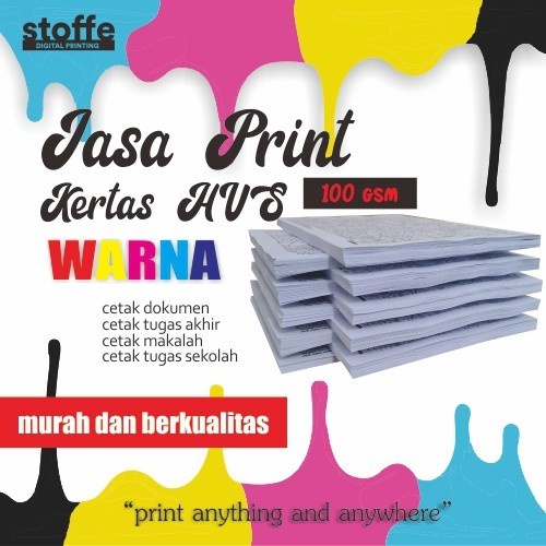 

(BestSeller) Jasa Print / Cetak Dokumen HVS A4 100gsm WARNA 1 atau 2 sisi