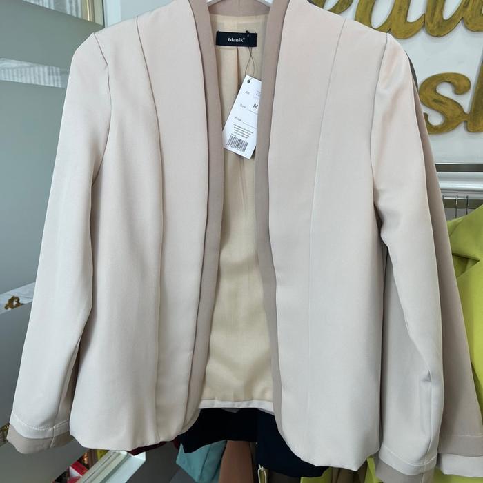 Blazer Wanita Panjang Blanik Two Tone - Chloebeautyshop - Jaket, Atasan - Basic, Oversize, Linen,