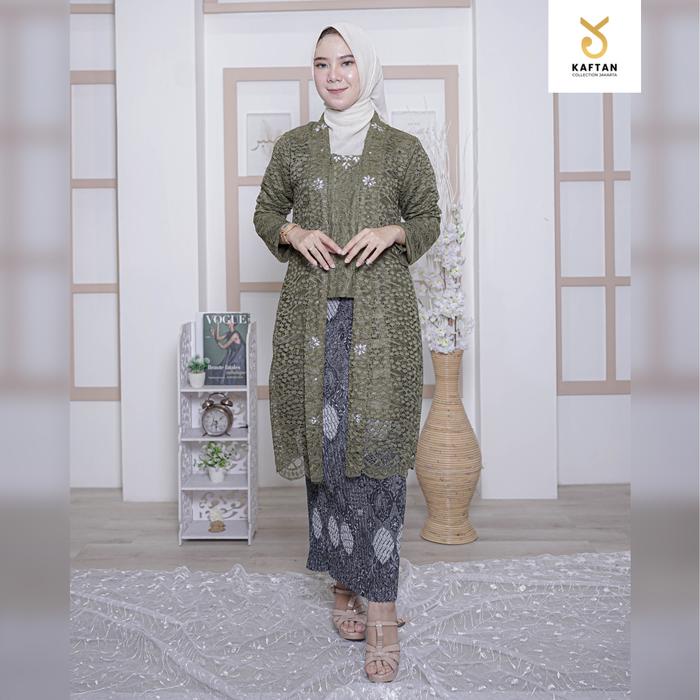 Kcj - Kebaya Kutubaru Puspa Kombinasi Tile Dan Brokat Mewah Daily Best Seller