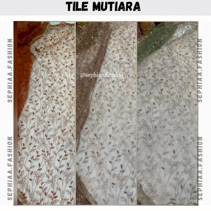 TERBARU TULLE MUTIARA MOTIF DAUN - KAIN TILE AKAR MUTIARA TERBARU - BAHAN KAIN BROKAT BRUKAT BRUKLAT