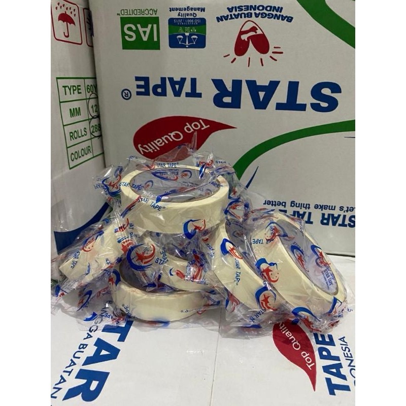 

Lakban Kertas 1/Masking Tape Lakban Kertas Warna Cream Ukuran 1Inc 24Mm X 10Yard Original V-Tech