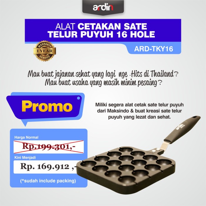Alat Cetakan Sate Telur Puyuh 16 Hole Ardin TYK-16