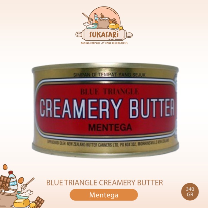 

(BestSeller) Blue triangle 340gr mentega Butter salted australia halal kaleng