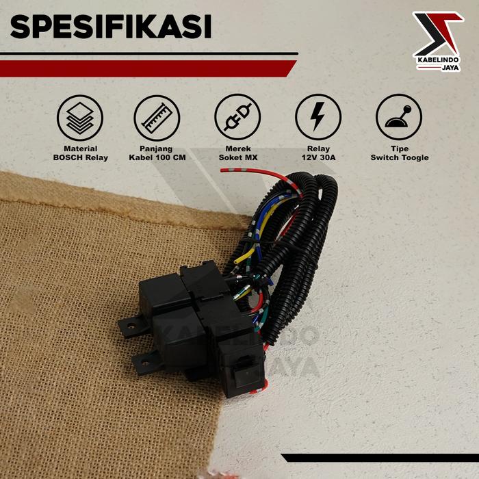 Kabel Relay Set Lampu Tembak / Sorot / Led Mobil Motor 2 Mode High Low