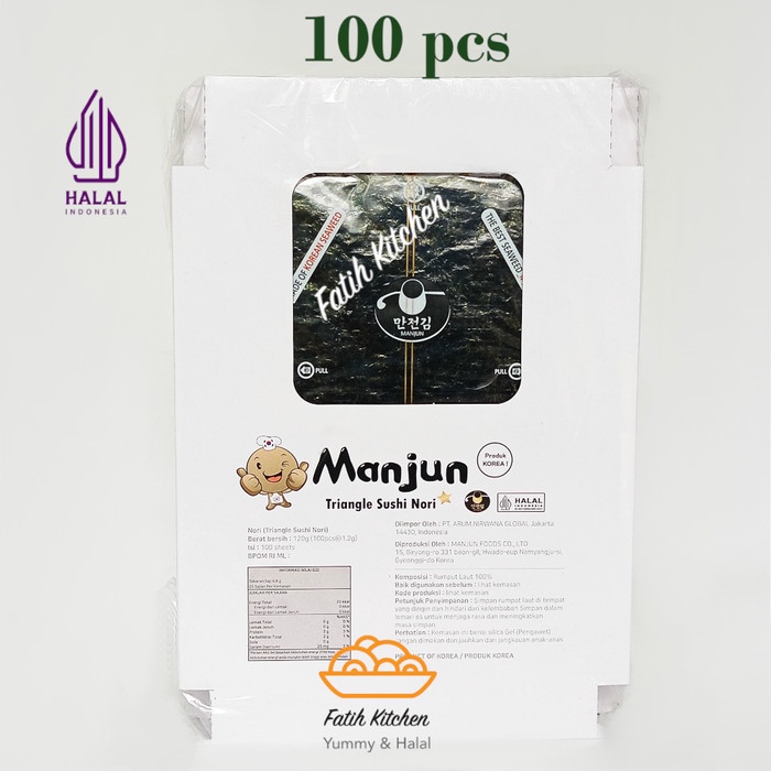 

Manjun Triangle Onigiri Sushi Nori 100 lembar Halal Import Korea