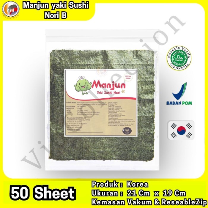 

Manjun Yaki Sushi Nori Rumput Laut Roasted Seaweed 50 Lembar