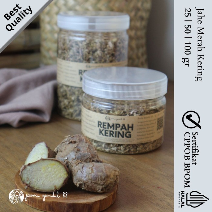 

Jahe Merah Cacah Kering - Dried Red Ginger - Rempah Kering by Jamu Gendul 88 Kualitas Premium Sudah