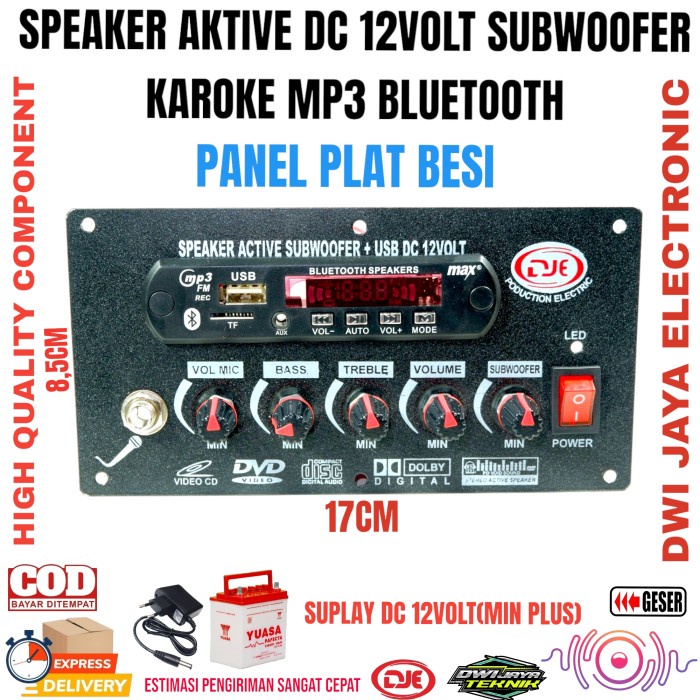 PREMIUM Kit Speker Active DC 12Volt Subwoofer Karaoke Mp3 Bluetooth