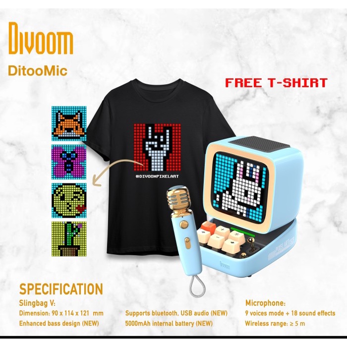 PREMIUM Divoom DitooMic Pixel Art Karaoke Speaker
