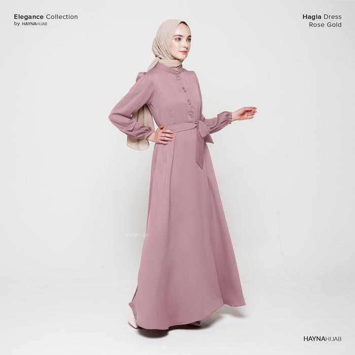 New Hayna Hagia Dress (Rose Gold) - Dress Kondangan Daily Dress Busui Friendly Gamis Wanita Muslim