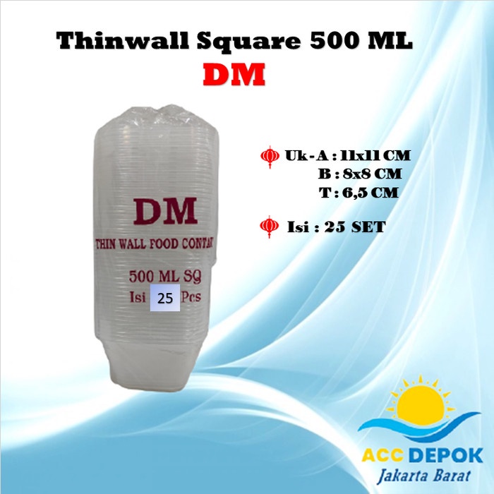 Baru- THINWALL DM 500ML SQ THINWALL 500ML KOTAK PERSEGI KOTAK THINWALL 500 M
