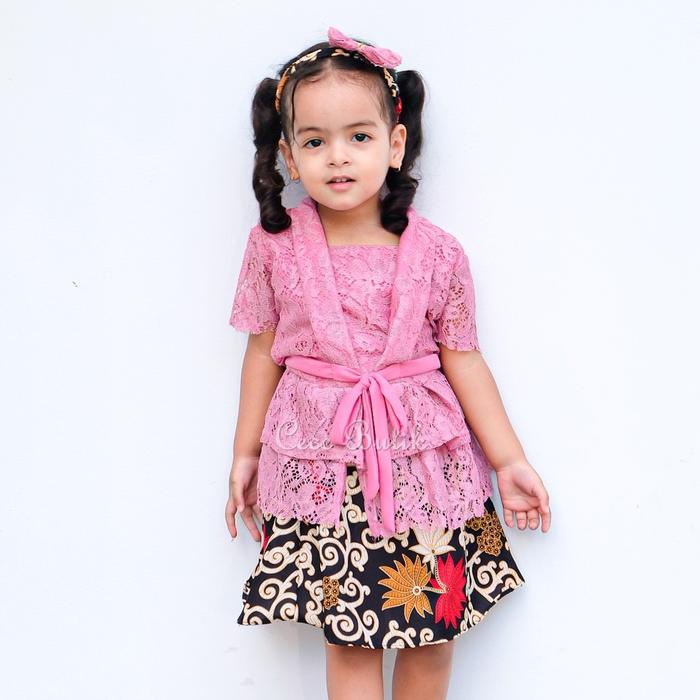 Set Kebaya Brukat Modern Anak Perempuan Free Bando Baju Kebaya Bayi Balita Anak Tanggung Baju Adat