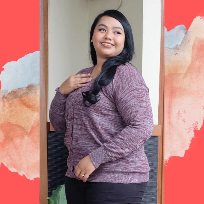 CARDIGAN RAJUT JUMBO LD 120 -130 BAJU KANCING PROMO