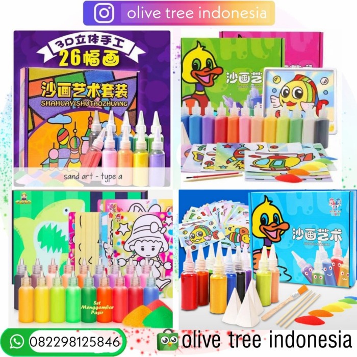 Mainan Edukasi Anak Set Menggambar Pasir Isi 18 Warna + 30 Gambar Asli 100%