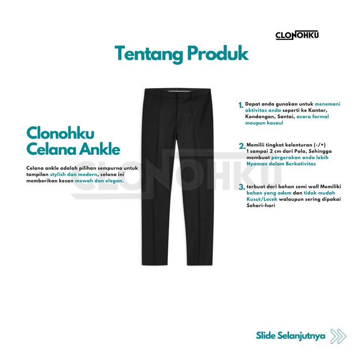 Clonohku Celana Ankle Pants Pria Big Size (Jumbo) Ankle Pants - Office Pants - Celana Bahan Pria