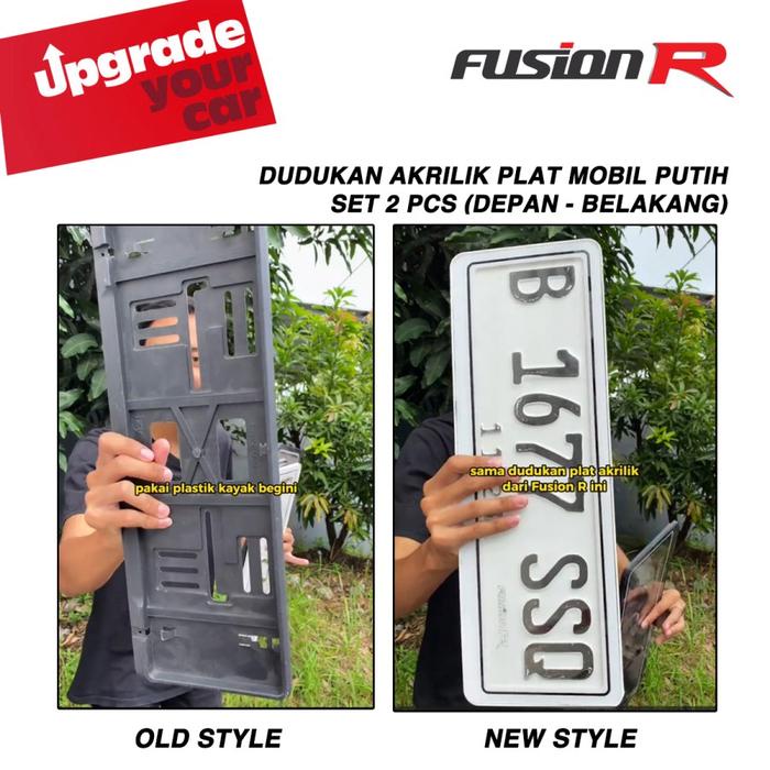 

PROMO SPECIAL FUSION R Dudukan Tatakan Frame Tempat Plat Nomor Mobil MIKA Akrilik Putih Premium