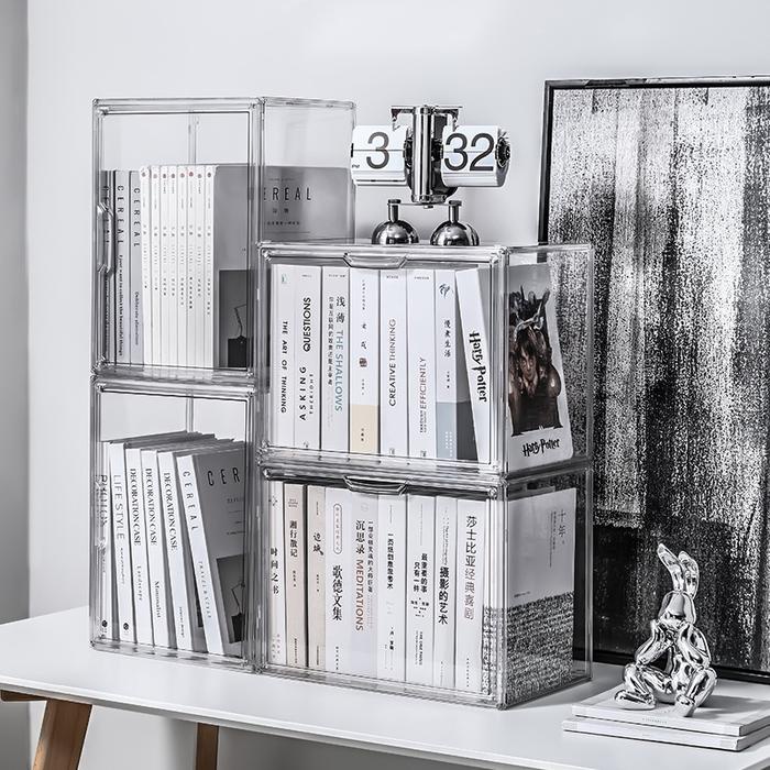 

OBRAL TECHAKI Transparent Acrylic Book Magazine Organizer Container Box Transparan Premium
