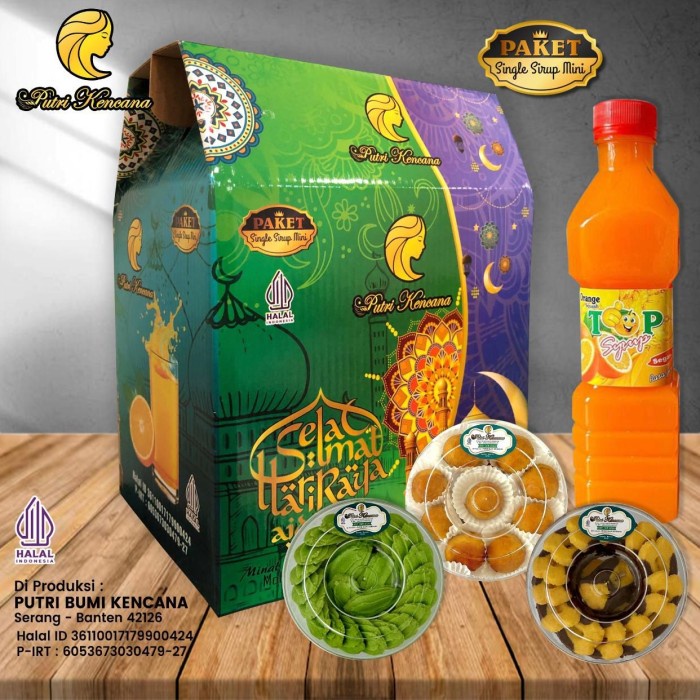 

Kue paket lebaran sari wangi 3toples kue kering+1btl syrup.