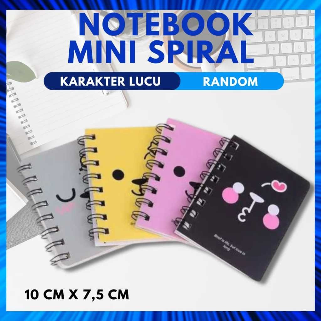 Notebook Mini Spiral Cute karakter/ Mini Notebook Bergaris/ Spiral Ruled Notebook Mini Multifungai