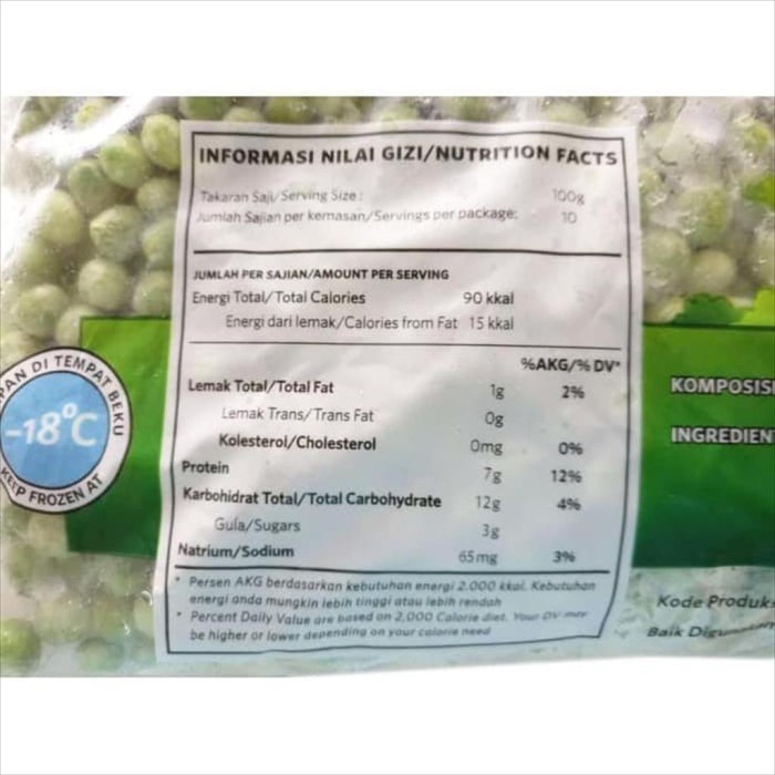 

JTTOP" GOLDEN FARM GREEN PEAS / KACANG POLONG 1 KG FROZEN HALAL PRAKTIS SEHAT