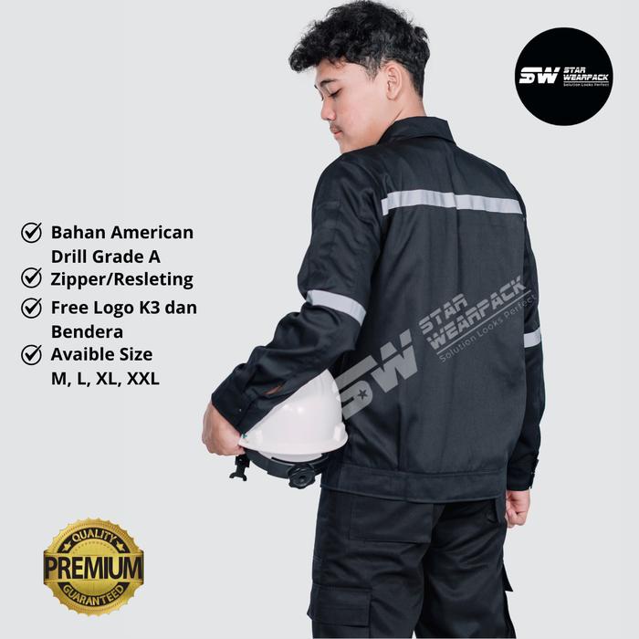 JTTOP" WEARPACK ATASAN WARNA HITAM POLOS MODEL RESLETING