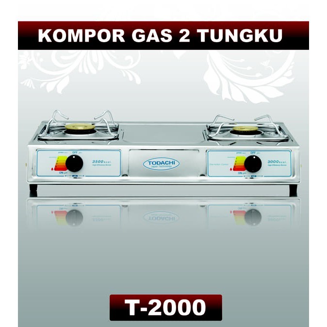 " Kompor Gas 2 Tungku Todachi T-2000 Full Stainless "