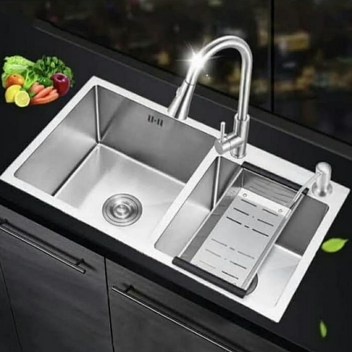 Kitchen Sink 8245 Stainless SUS 304 /Bak Cuci Piring 2 lubang Stainles