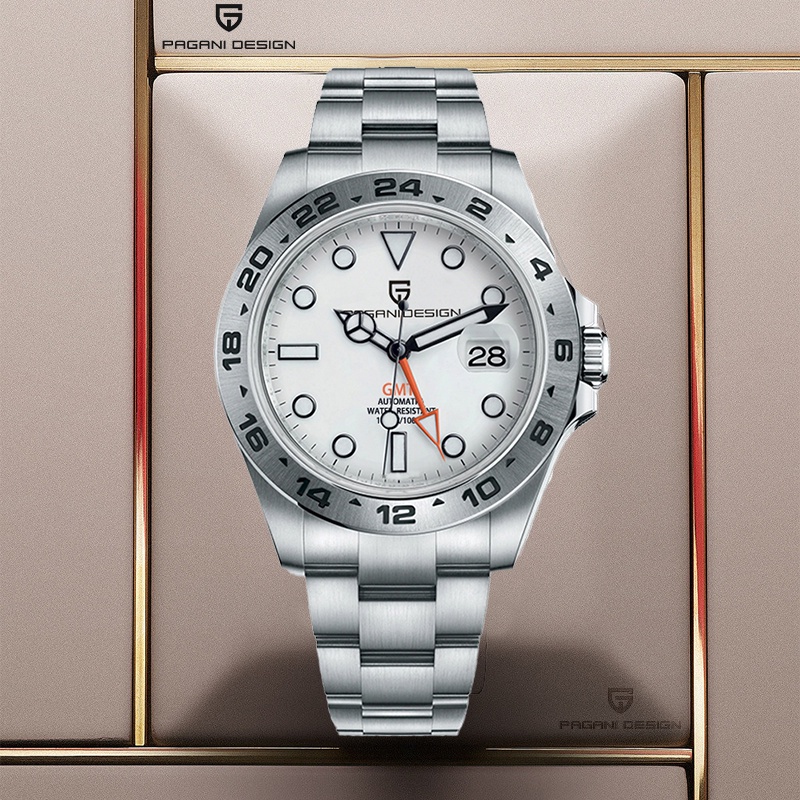 Pagani Design Gmt Watch 42Mm Men Automatic Mechanical Watches Explorer 2 Sapphire Stainless