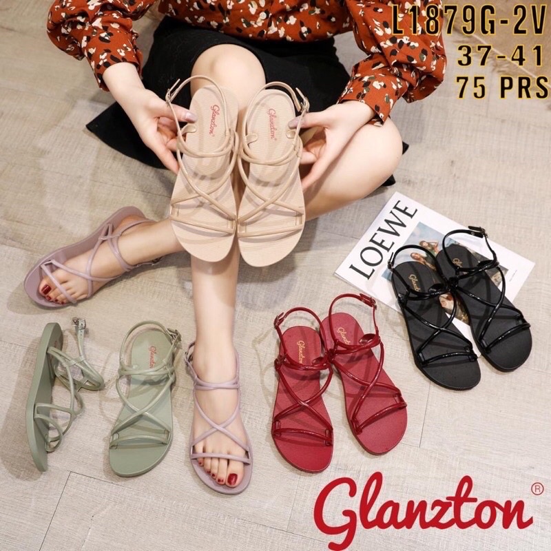 Premium Sandal Jelly Tali Glanzton L1879G Sandal Gunung Karet Tali Kabel Wanita Terbaru