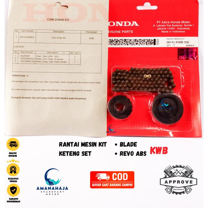 RANTAI MESIN / KETENG SET MOTOR HONDA REVO ABS (KWB) SPAREPART HONDA SPAREPART ASLI / SPAREPART