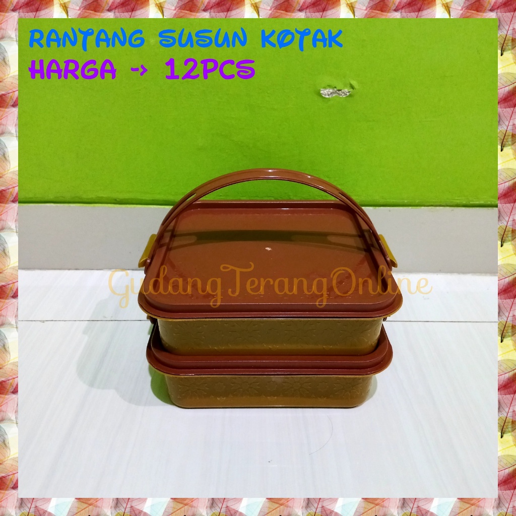 New 12Pcs Rantang Susun Kotak 2 Susun Rantang Hajatan Besar Rantang Plastik Rantang Piknik Souvenir