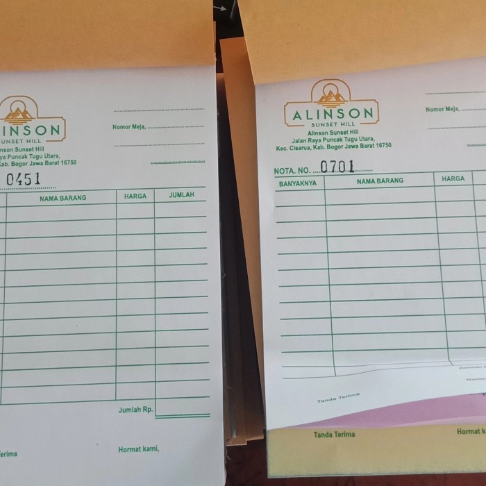 

NOTA BON 3 PLY pakai nomor cetak 3 warna