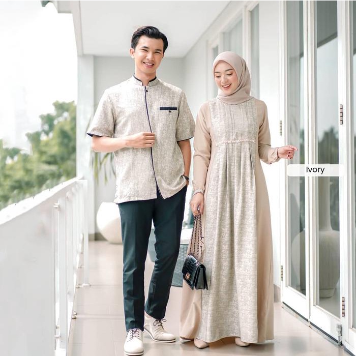 Baju couple pasangan lebaran 2025 - Couple abaya muslim model terbaru - Gamis couple lebaran remaja