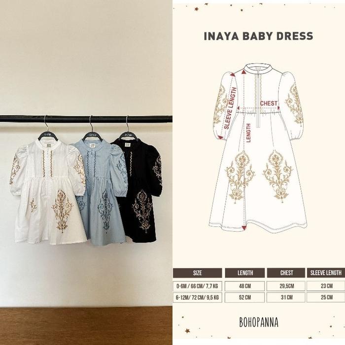 Bohopanna - Inaya Dress Bohopanna - Inaya Kids Dress - Inaya Baby Dress - Raya Collection Bohopanna