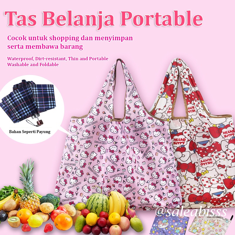 (TAS09) TAS LIPAT ECO BAG DIPERTEBAL / TAS BELANJA LIPAT / SHOPPING BAG / ECO BAG MOTIF ANTI AIR