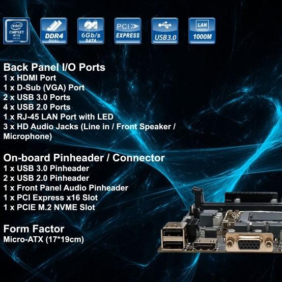 Termurah Motherboard Venomrx Intel H110 Lga1151 Intel Ddr4