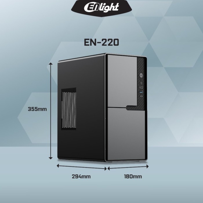 Populer Casing Enlight En220 Micro Atx + Psu Enlight 300W / Pc Case Office En-220 M-Atx Komputer