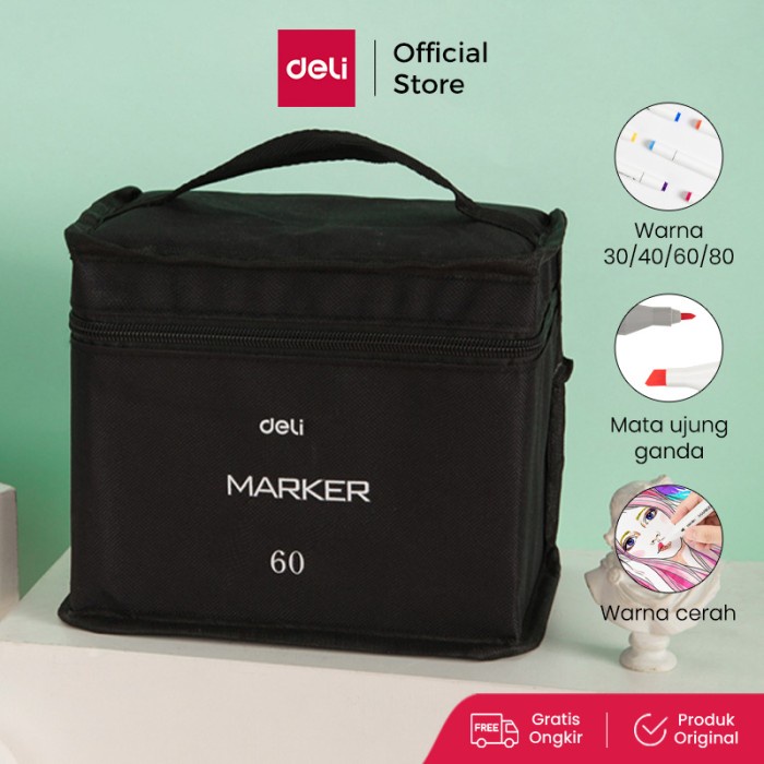 DELI COLOR MARKER WITH BAG SPIDOL WARNA DENGAN TAS 30/40/60/80C 70807
