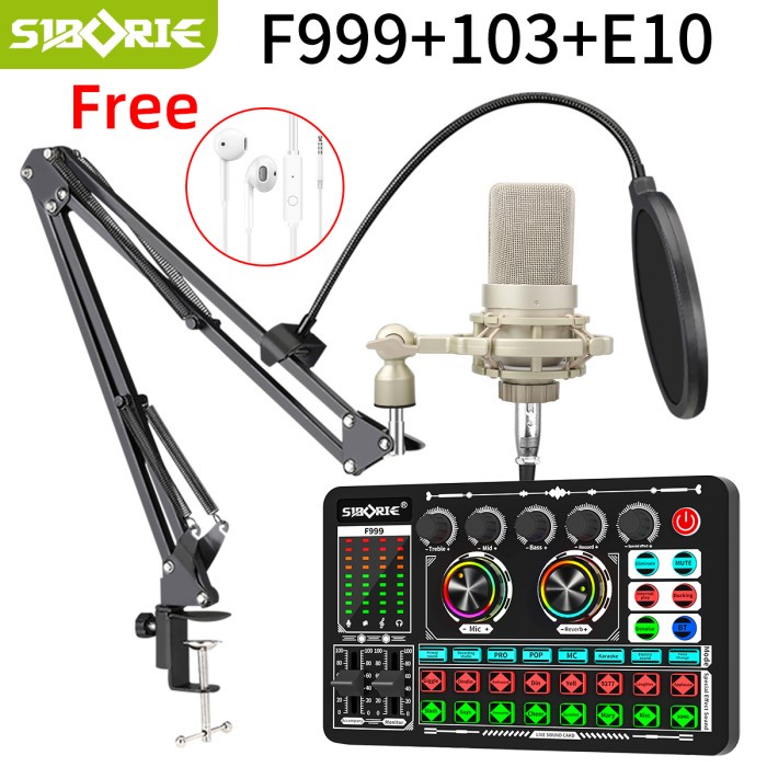 Exter Studio - Siborie Paket Lengkap Soundcard F999+103 Mic Full Set
