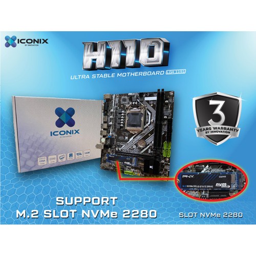 MOTHERBOARD ICONIX INTEL H110 LGA1151 M.2 NVME