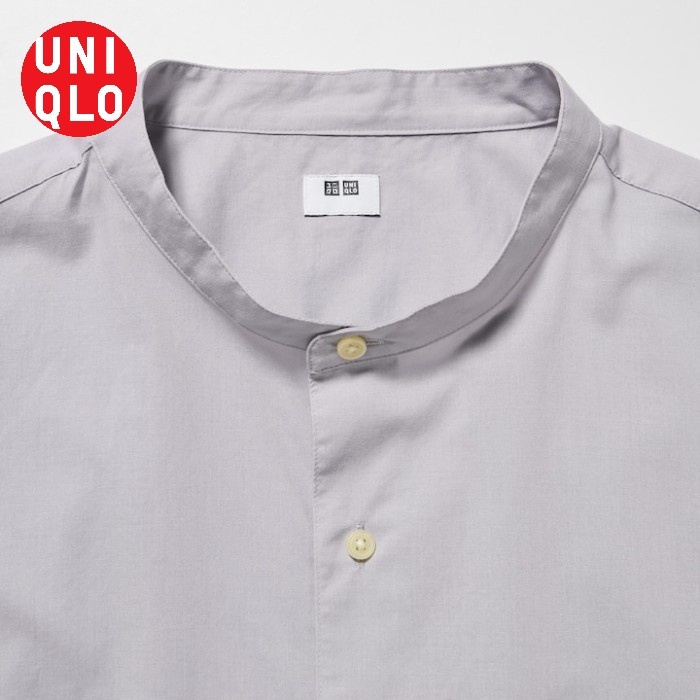 Kemeja katun baju koko kerah tegak lengan pendek UNIQLO ORIGINAL