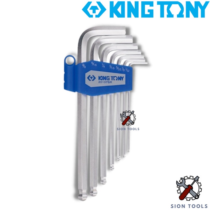 KING TONY KUNCI L SET BALLPOINT (LONG ARM) 7 PCS SIZE METRIK INCH