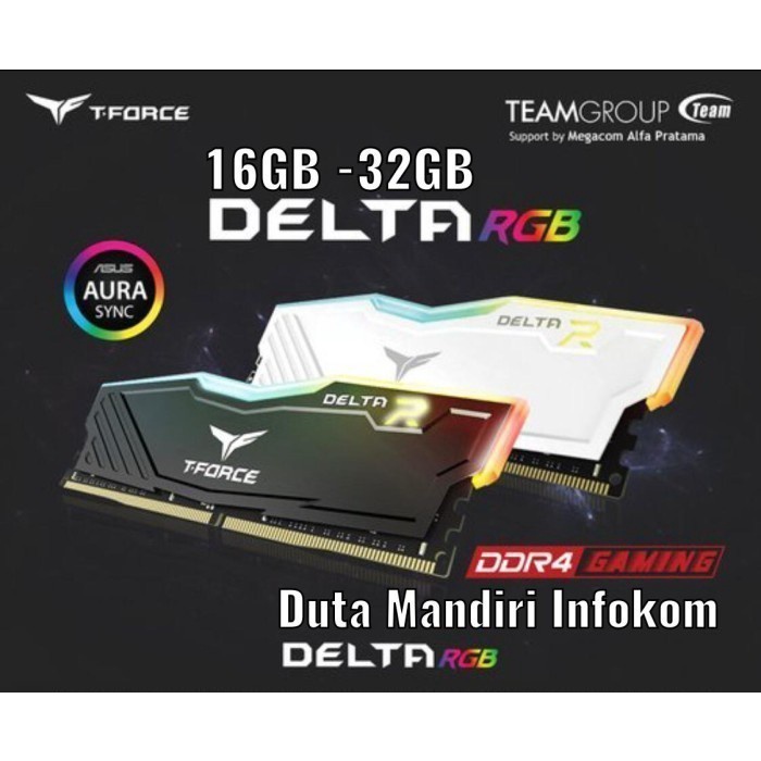 Ready Team T-Force Delta DDR4 RGB PC28800 3600Mhz 32GB (2X16GB) Dual - Black