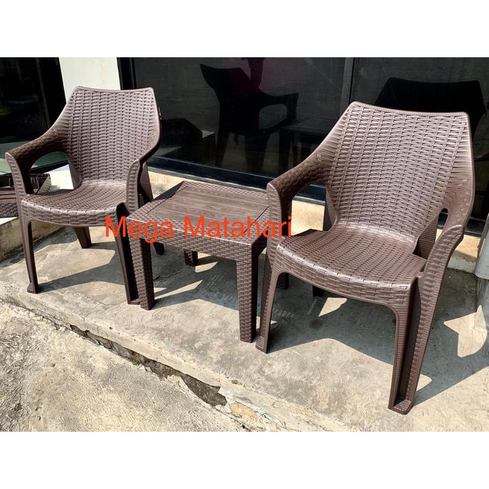 PREMIUM Kursi Bangku Sender Tangan Plastik Motif Anyaman Rotan (Sangat Nyaman)