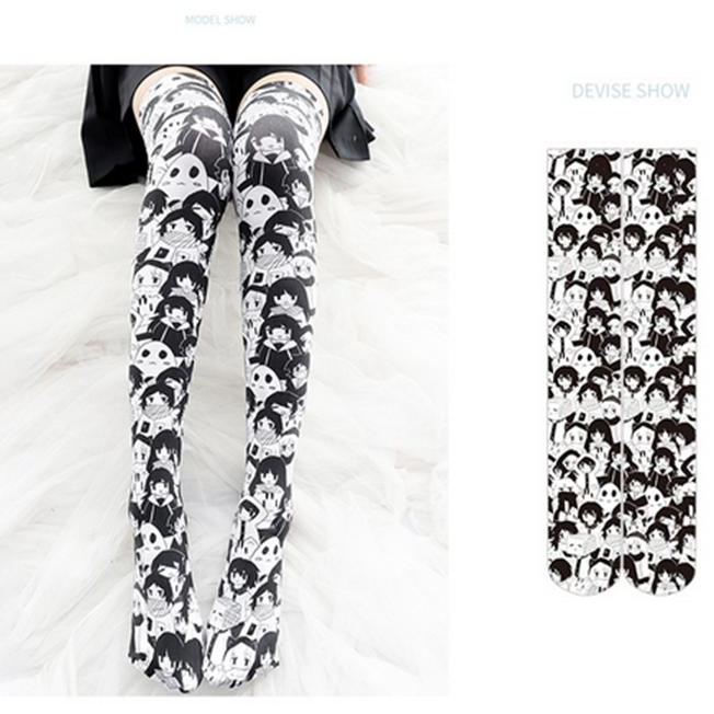 PREMIUM Over-Knee Stockings 3D Printing Kaos Kaki Cosplay Stoking Anime untuk Wanita