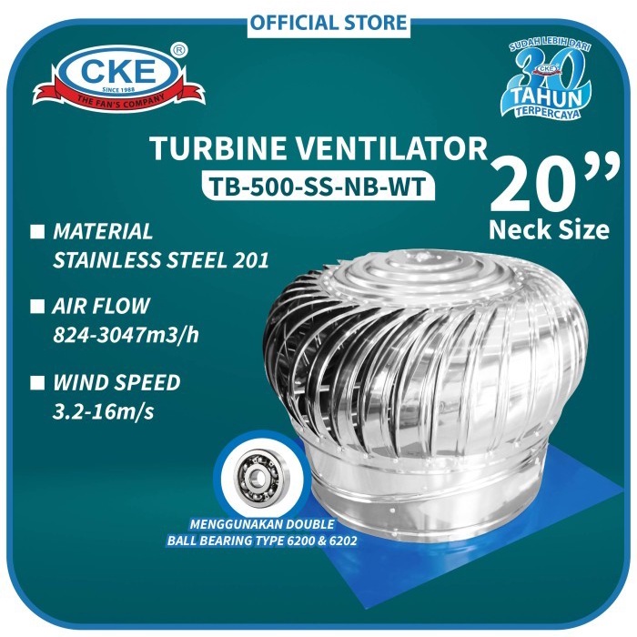 Turbin Ventilator 20 Inch Turbine Roof Ventilasi Atap Rumah Pabrik 20"