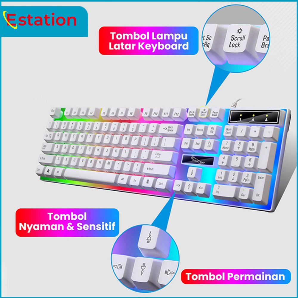 Paket gaming keyboard dan mouse gaming wired usb kabel keyboard gaming RGB keyboard mechanical pc