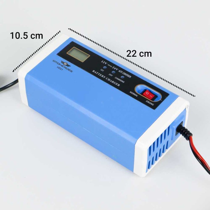 Gercep Otoheroes Charger Cas Aki Mobil Motor 12-24V 10A Dengan Lcd