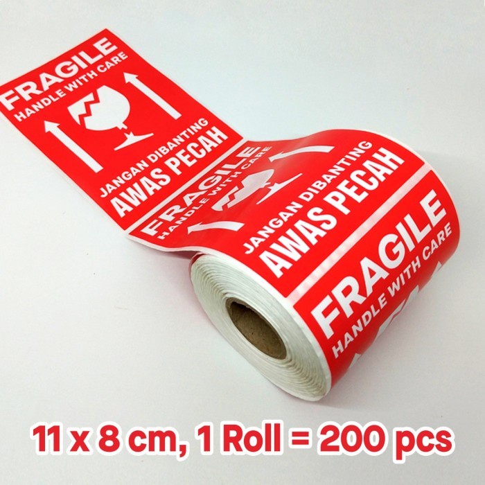 

Ready Stock Sticker Fragile Awas Pecah Jangan Dibanting 11 X 8 Cm/ 1 Roll/ 200 Pcs Cod