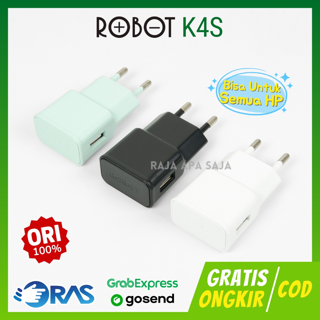 Kepala Charger Robot K4 - Adaptor Charger Fast Charging Android Batok Casan Charger HP Android